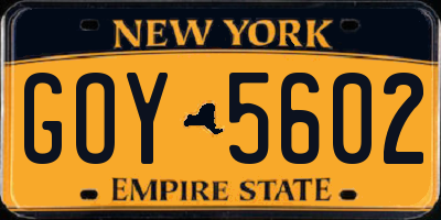 NY license plate GOY5602