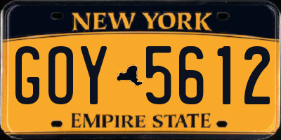NY license plate GOY5612