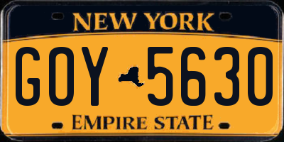 NY license plate GOY5630