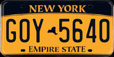 NY license plate GOY5640