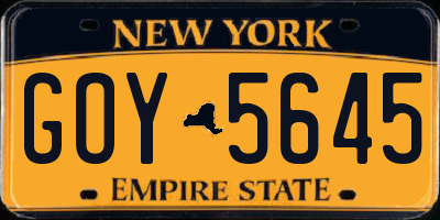 NY license plate GOY5645