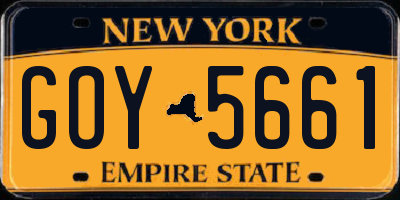 NY license plate GOY5661