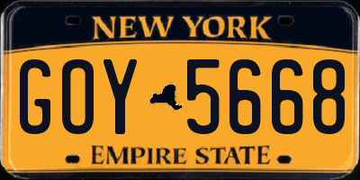 NY license plate GOY5668
