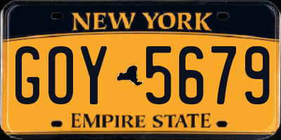 NY license plate GOY5679