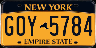 NY license plate GOY5784