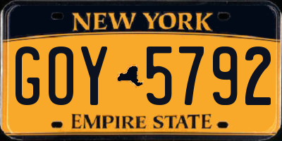 NY license plate GOY5792