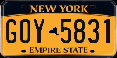 NY license plate GOY5831