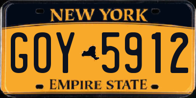 NY license plate GOY5912