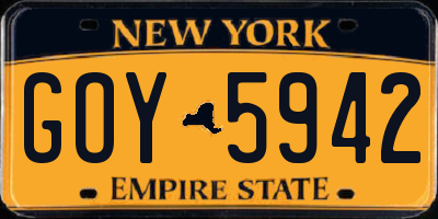 NY license plate GOY5942