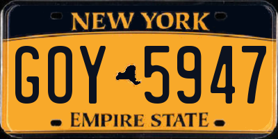 NY license plate GOY5947