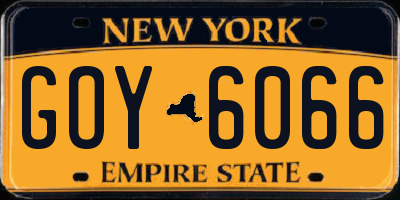 NY license plate GOY6066