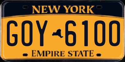 NY license plate GOY6100