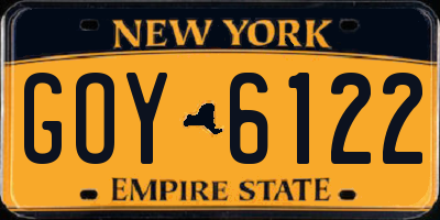 NY license plate GOY6122