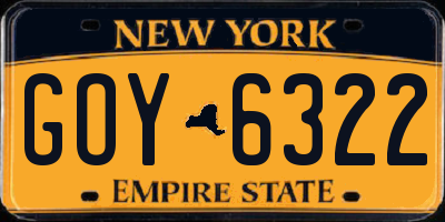 NY license plate GOY6322