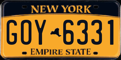 NY license plate GOY6331