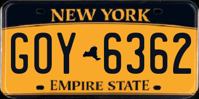 NY license plate GOY6362