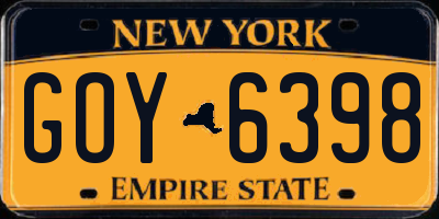 NY license plate GOY6398