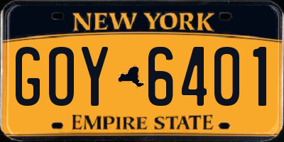 NY license plate GOY6401