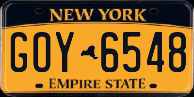 NY license plate GOY6548