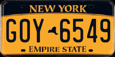 NY license plate GOY6549