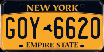 NY license plate GOY6620