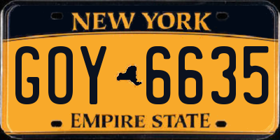 NY license plate GOY6635