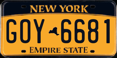 NY license plate GOY6681