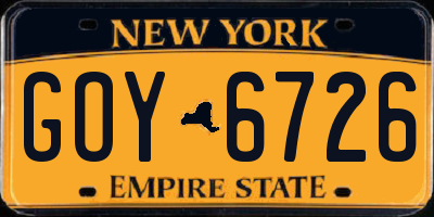 NY license plate GOY6726