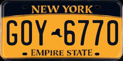 NY license plate GOY6770