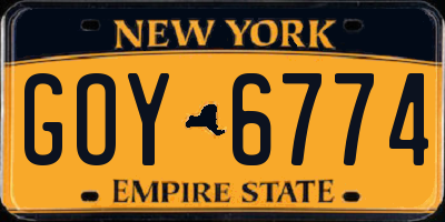 NY license plate GOY6774