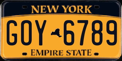 NY license plate GOY6789
