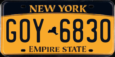 NY license plate GOY6830