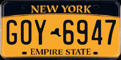 NY license plate GOY6947