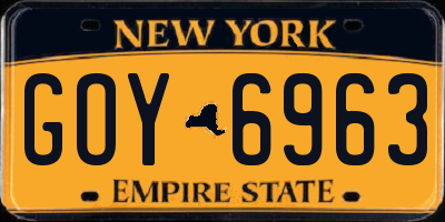 NY license plate GOY6963
