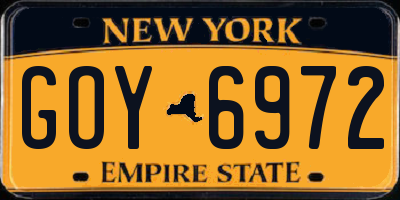 NY license plate GOY6972