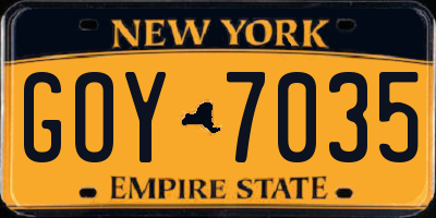 NY license plate GOY7035