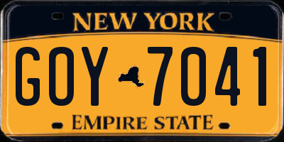 NY license plate GOY7041