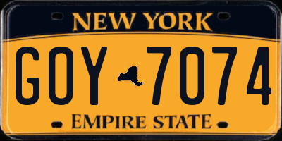 NY license plate GOY7074