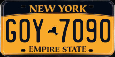 NY license plate GOY7090