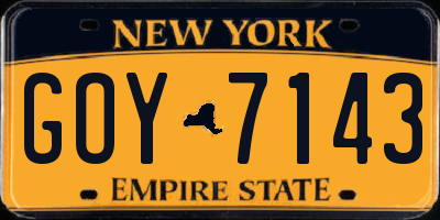 NY license plate GOY7143
