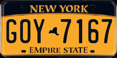 NY license plate GOY7167