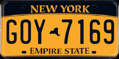 NY license plate GOY7169