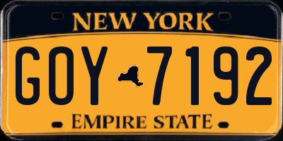 NY license plate GOY7192