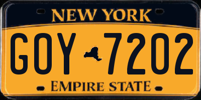NY license plate GOY7202