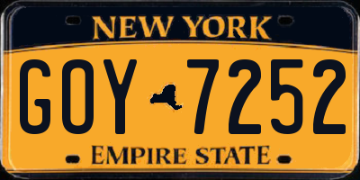 NY license plate GOY7252