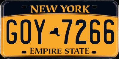 NY license plate GOY7266
