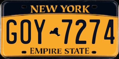 NY license plate GOY7274