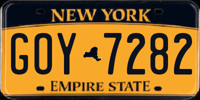 NY license plate GOY7282