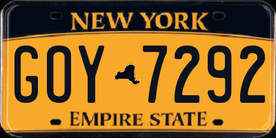 NY license plate GOY7292