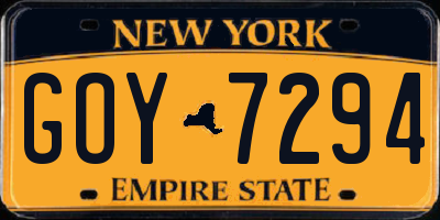 NY license plate GOY7294
